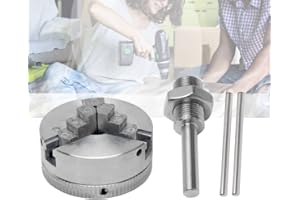 ESPTRS Mini Lathe Chuck Set 3 Jaw Self Centering Connecting Rod Zinc Alloy Z011 Electric Drill with Short Sticks Wood Turning Power Accessory Clamp Metal Internal Center Mounting Thread Health Gear