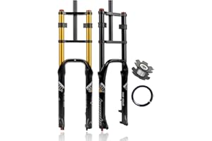 26 Inch 4.0 Tire Fat Bike Fork Travel 190mm Mountain Bike Suspension Fork 1-1/8" Straight E-Bike Air Fork Damping Adjust Doub