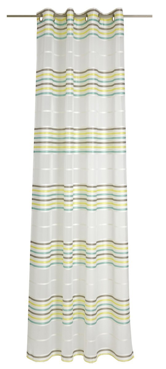 Deko Trends Eyelet Curtain, fabric, Wool White-Yellow-Taupe-Turquoise, 245x144x245 cm — image 1