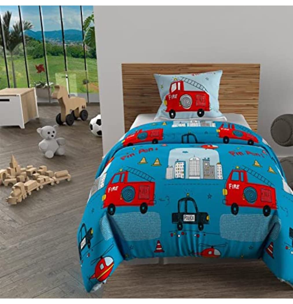 Soleil d'ocre, Duvet Cover Set 140 x 200 cm Fire Brigade Blue, 100% Cotton, 57 Threads/cm2