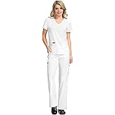 KOI Basics Women's Becca V-Neck Scrub Top, 4 Pockets, ID Bungee Loop, Moisture-Wicking Performance