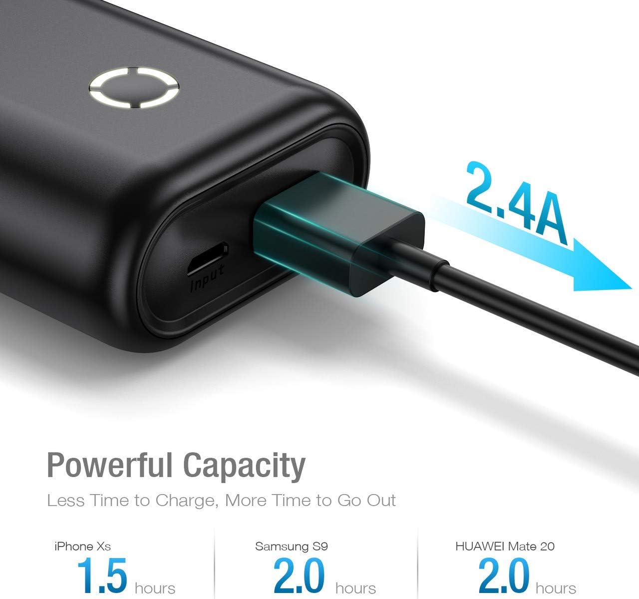 Power Bank POWERADD EnergyCell 10000, Ultra-Compact High-Speed Charging Portable Charger, Smallest and Lightest External Battery Compatible for iPhone12 XS X Samsung S10 Google LG iPad and More