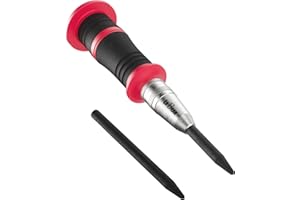 LABEAR- 6-Inch Automatic Center Hole Punch with Adjustable One-Handed Spring Impact, Chrome-Plated Shank, and Premium S2 Steel Tip