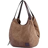 Tuobo Women Canvas Hobo Purse Multi Pocket Handbags Shoulder Bags Totes Purses