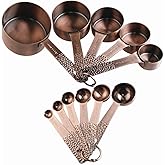 Smithcraft Copper Measuring Cups and Spoons Set, Metric & US Stainless Steel 5 Measuring Cups and 6 Measuring Spoons for Baki