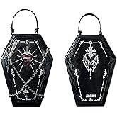Vobomo Ita Bag Backpack Gothic Coffin Purses and Handbags for Women Halloween Shoulder Bag with Insert and Chains (Laser Black)
