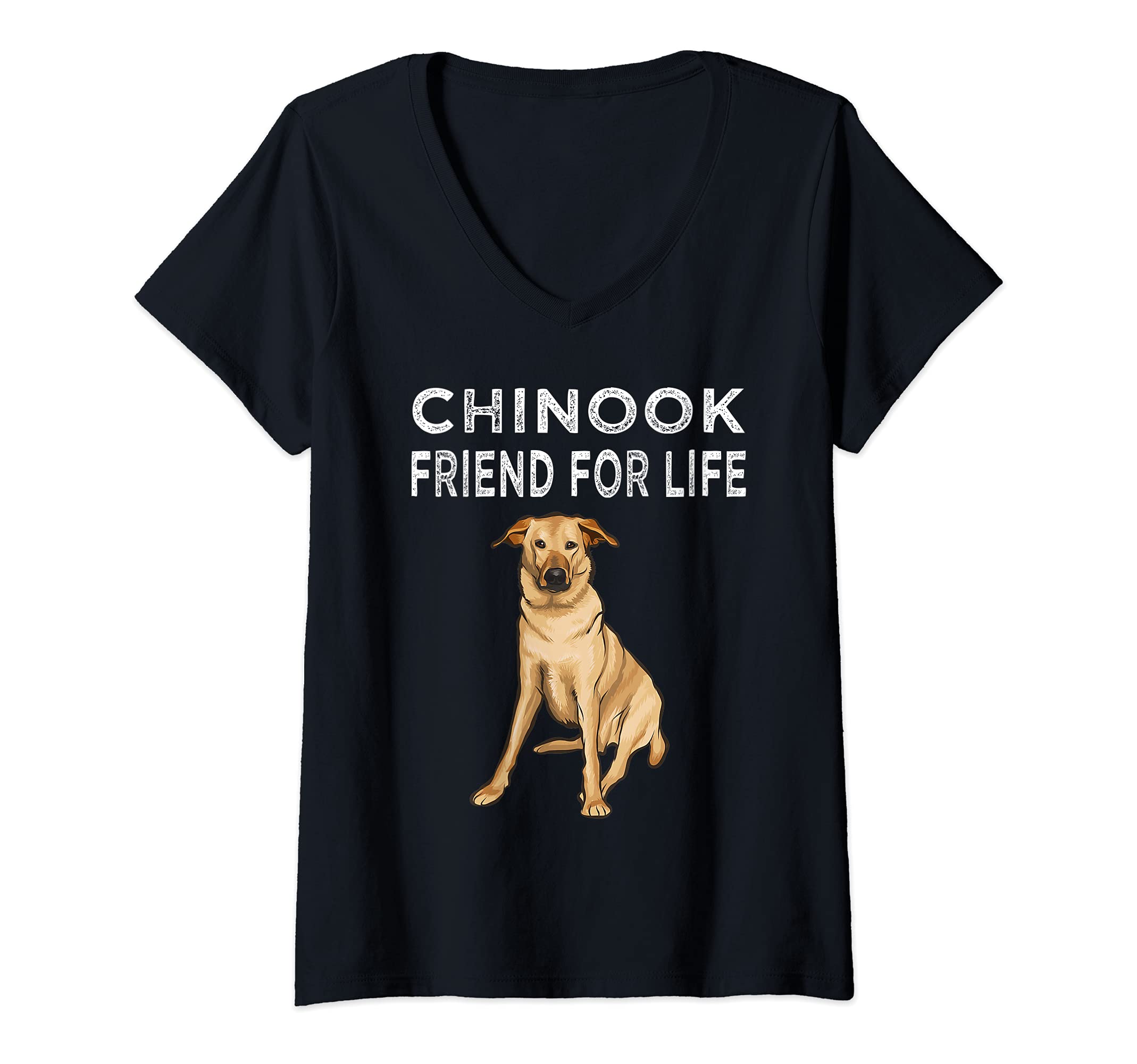 Womens Chinook Friend For Life Dog Friendship V-Neck T-Shirt