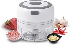 Wireless Electric Mini Food Garlic Chopper 100ML, Kuopry Kitchen Food Chopper and Blender USB Charging Fits for Cutter Vegetables/Meat Grinder/Garlic Chooper/Fruits Masher/Fruit Salad Grinder-White