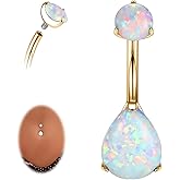 AROWRO Belly Button Ring Titanium Gold Sliver Hypoallergenic 14G Belly Button Piercing 10mm Barbell Belly Rings for Women With Opal