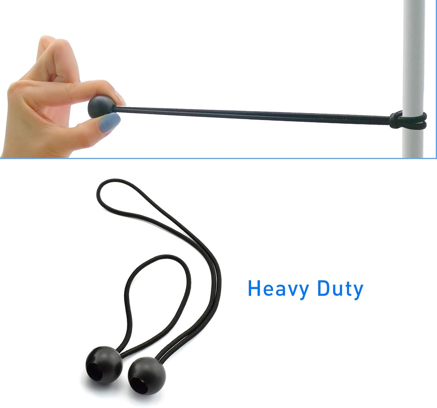 Ball Bungee Cords, Heavy Duty 6'' Ball Bungee Cord and 9 inch Elastic String Canopy Tarp Tie Down Straps Tent Fix Rope for Camping Tents Cargo 50 PCS - - 