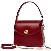 LA FESTIN Genuine Leather Small Square Handbag for Women Top Handle Crossbody Bags Satchel Purse with Adjustable Strap