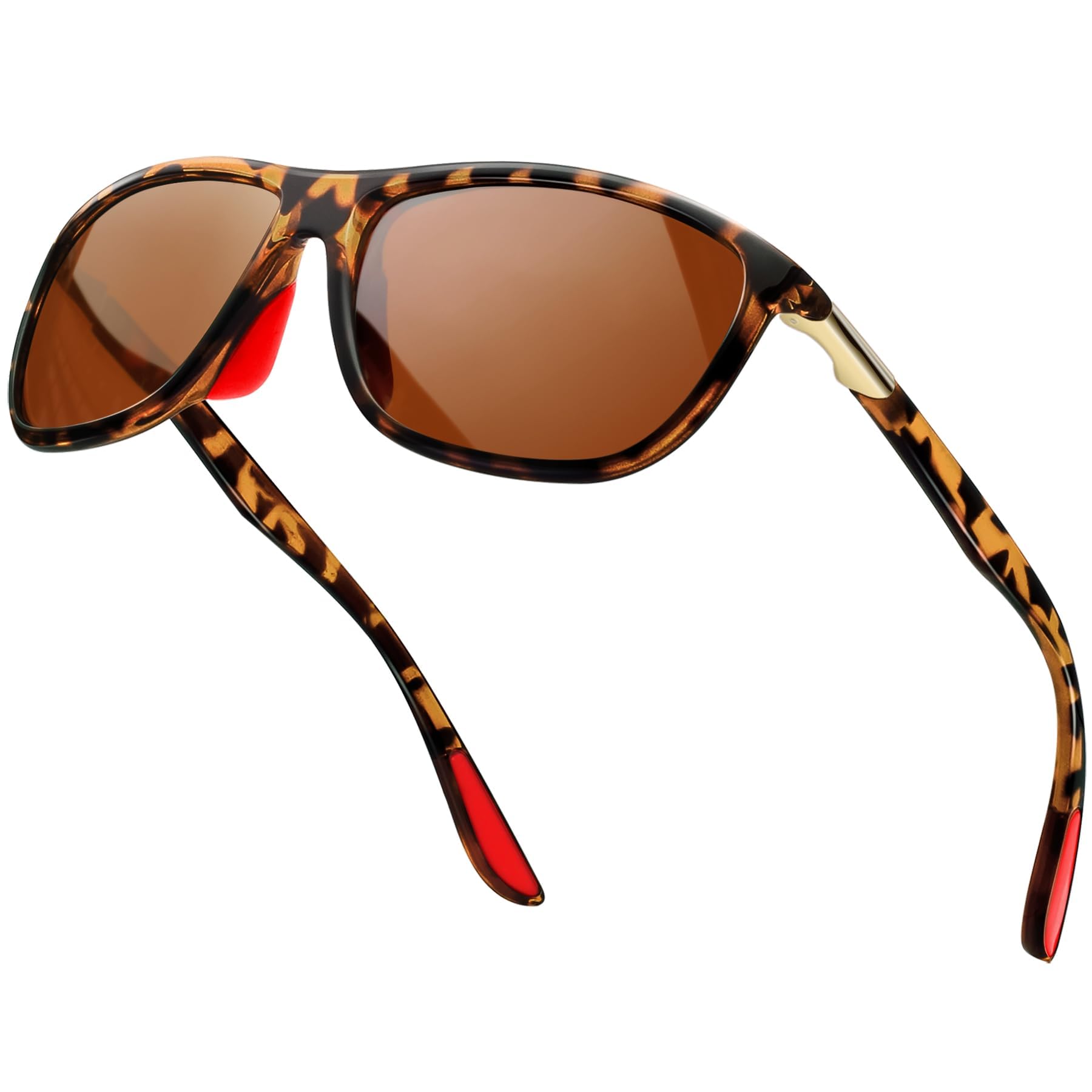 KANASTAL Leopard Brown Sunglasses Mens Women Polarised Sun Glasses Rectangular Tortoiseshell Sports Retro Running Vintage Ladies UV400 - Tortoise Frame Brown Lens