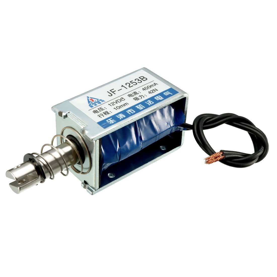 sourcingmap 12VDC 42N 10mm Stroke Pull Push Solenoid Electromagnet Open Frame Type Linear Motion JF-1253B