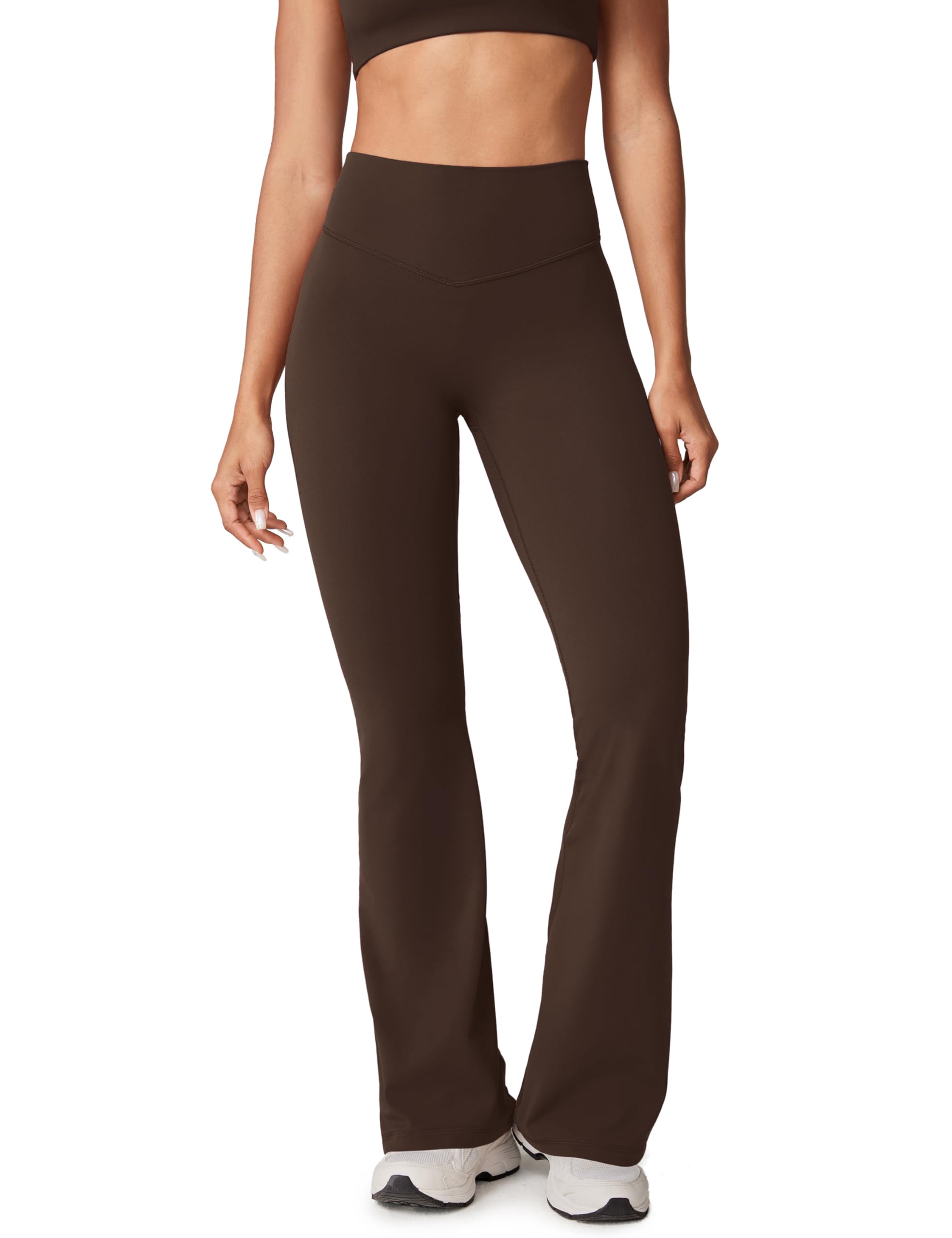 Photo 1 of ***MINOR STAIN***UNISSU Hugcurve No Front Seam High Waisted Flare Leggings for Women Bootcut Yoga Pants Buttery Soft Lounge Workout - 33.5'' Clay Brown Small