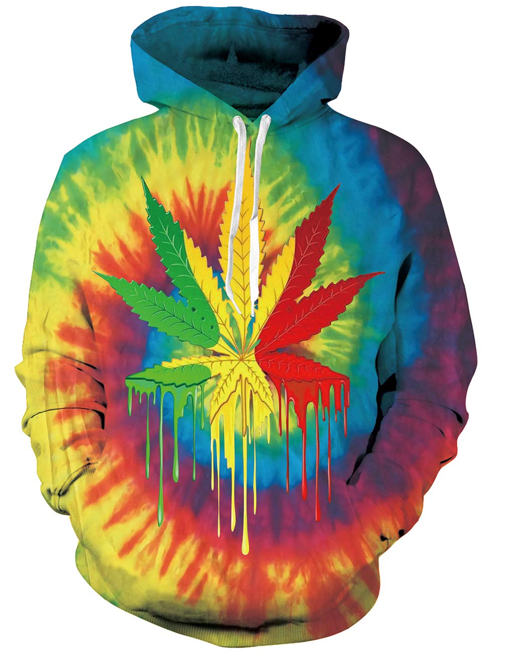 RAISEVERN Mens Rainbow Weed Design 3D Impreso Sudadera con Capucha de Manga Larga Casual Sporty Hoodies Tops Outwears Hombre Sudadera con Capucha Sweater