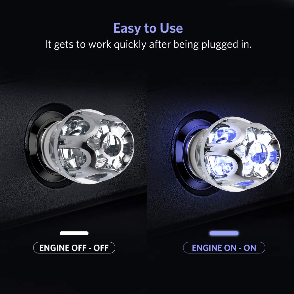 VADIV Purificador de Aire Coche Iónico, Desodorante Purificador Ionizador Elimina Pollen Humo Mal Olor Fumar Ideal para Automóvil o RV y Coche Regalo (sin Perfume)