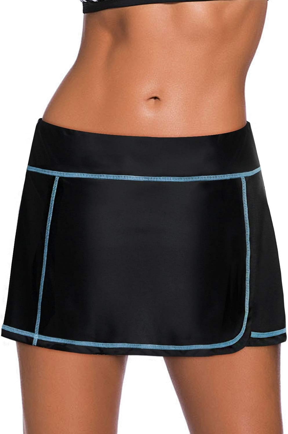 Charmley Women's PlusSize Swim Skirt Patchwork Short ALine Tankini