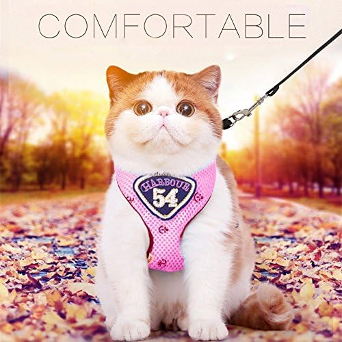 Kpmall Adjustable Soft Harness Mesh Vest for Cat &amp; Pets Chest Strap Leash Set -Pink-S