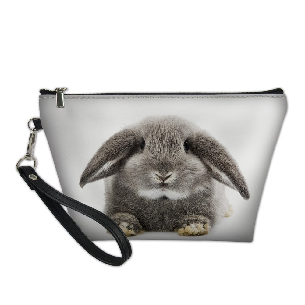 HUGS IDEA Cute Rabbit Pattern Handle Makeup Pouch Teen Girl Shopping Toiletry Storage Bag