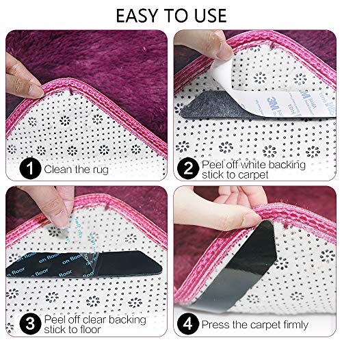 ZC GEL Rug Gripper with Super Stickiness, Upgraded Carpet Gripper Double Sided Anti Curling Non Slip Washable & Reusable Rug Grippers for Hardwood Floors and Area Rugs, Black 16 pcs