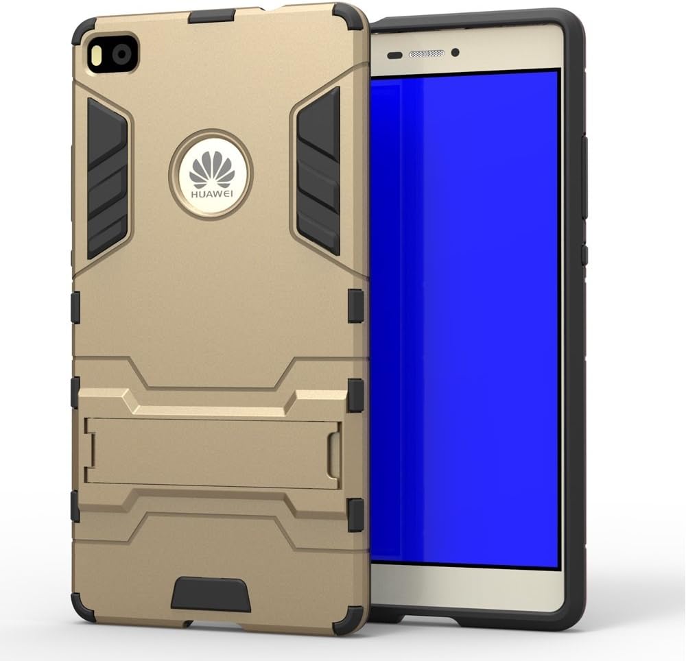 USPANDI Mobile Phone Case Cover, 2 in 1 Hybrid Dual Layer with Stand Armor Defender Shockproof Protective Hard Case for Huawei P8 (Color : Gold, Size : Huawei P8)