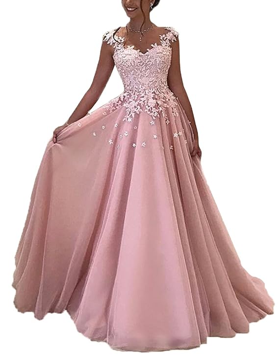 NUOJIA Damen Prinzessin Ballkleider Lange mit Appliques Party Kleid