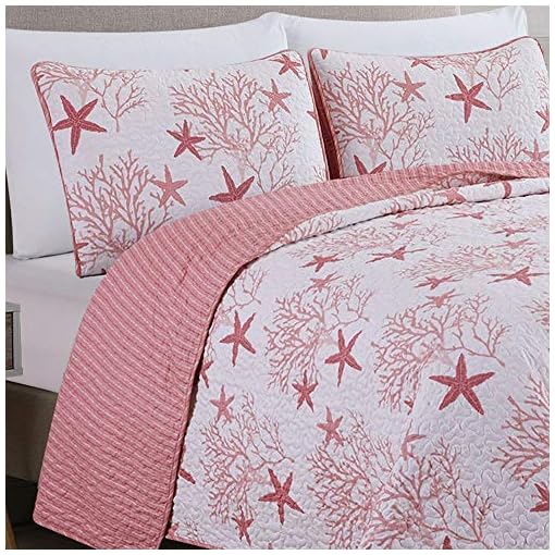 Great Bay Home 3Piece King Reversible Lightweight Nautical Quilt