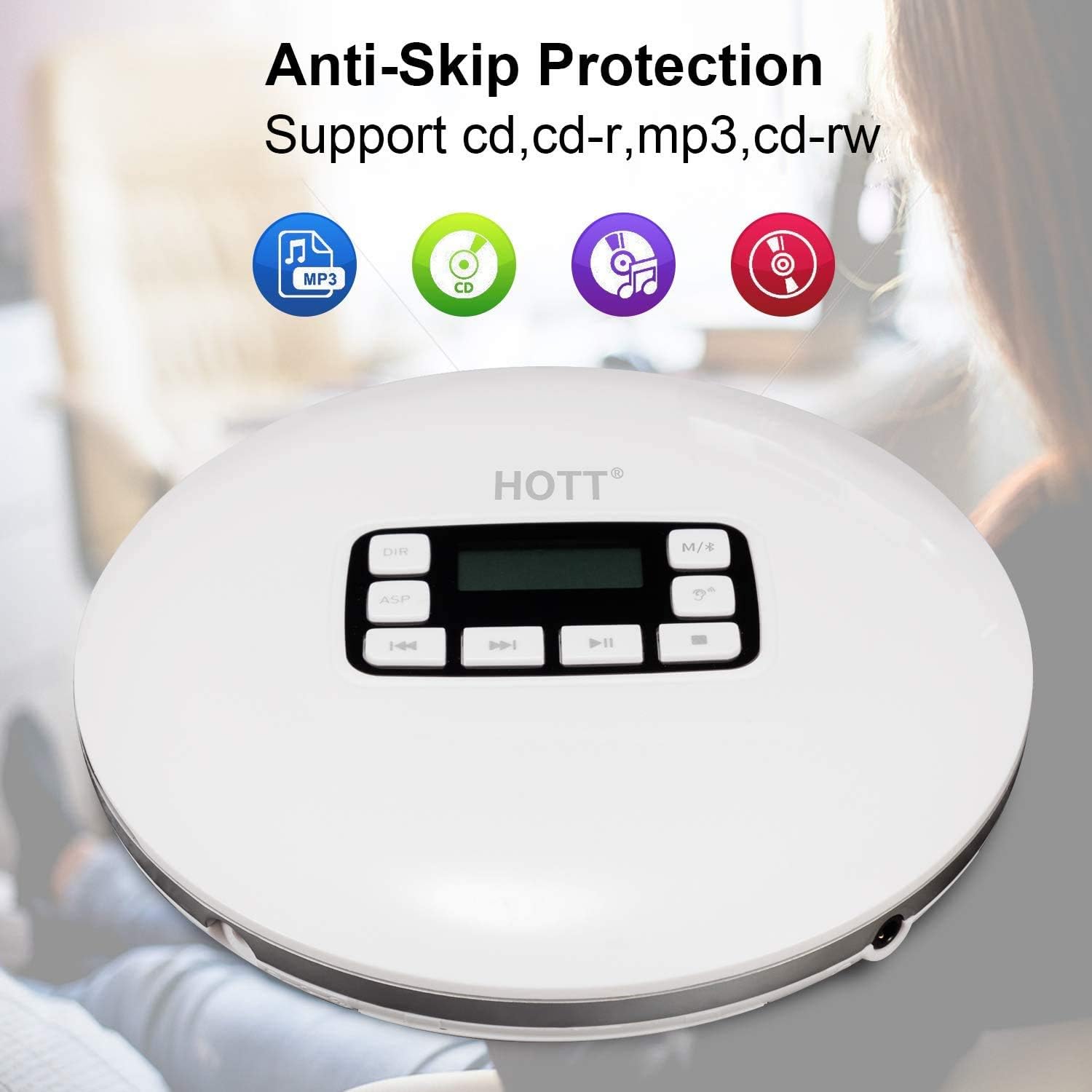 CCHKFEI Portable Bluetooth CD Player with LED Display, Personal CD ...