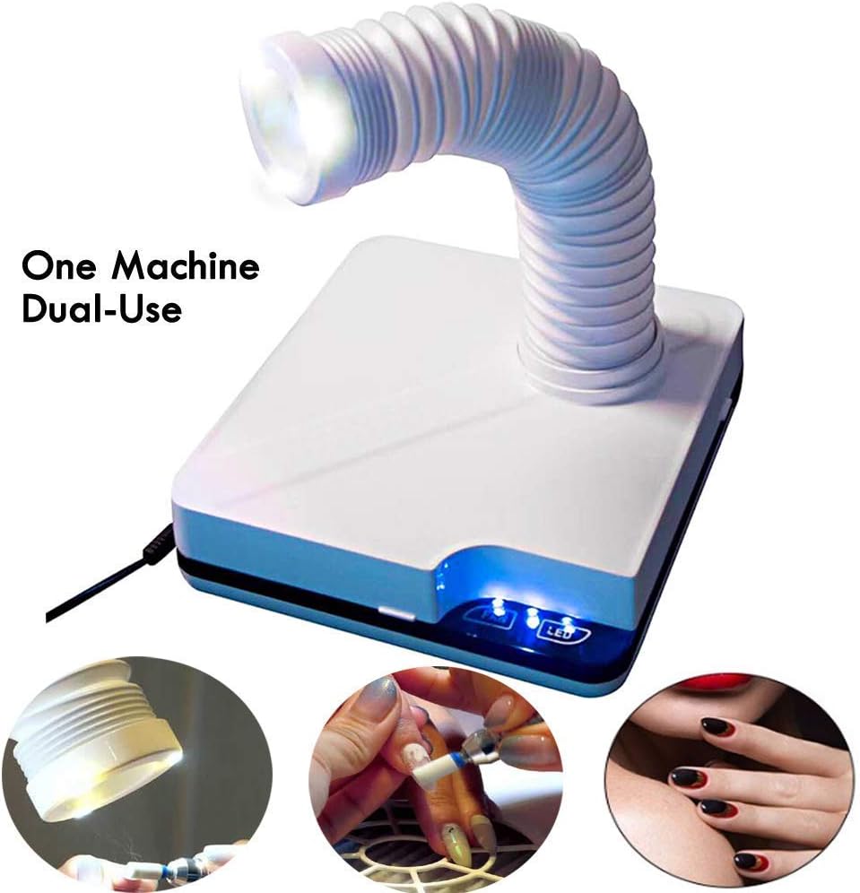 Aabbye Nail Suction Dust Collector Strong Power Extractor Fan Collector Vacuum Cleaner Manicure Machine With 3 LED Light for Polish Acrylic Nails