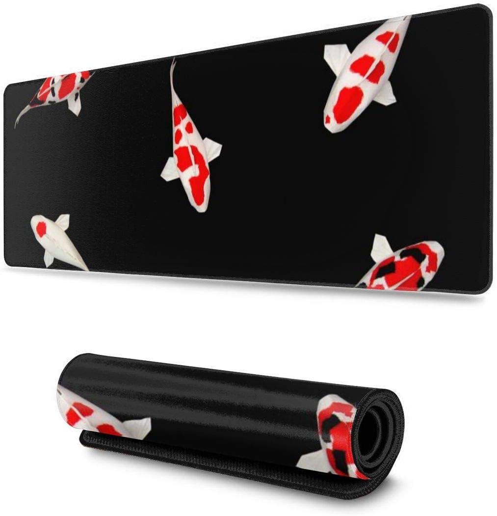 PhyShen Red Fleck Koi Fish Non Slip Mouse Pad,Gaming Mice Mat,Stitched Edges Desk Mousepad,Office Rubber Mousepad for PC Computer Laptop(31.5¡¡¯ X 11.8¡¡¯)