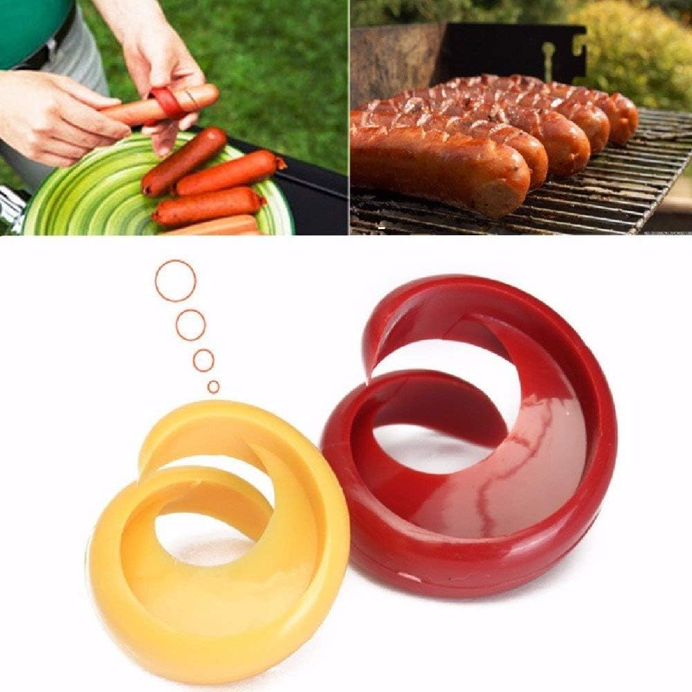 2PCs Manual Fancy Sausage Cutter Spiral Barbecue Hot Dogs