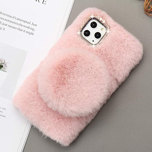 OcaseQ Iphone 11/11 Pro/11 Pro Max Case Cute Girly Faux Fur Case with