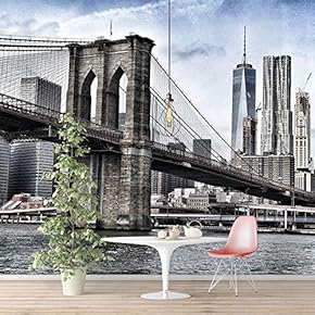 Wall Murals for Bedroom Brooklyn Bridgeand Newyork City Large Removable Wallpaper Peel and Stick Wall Stickers - 66x96 inches