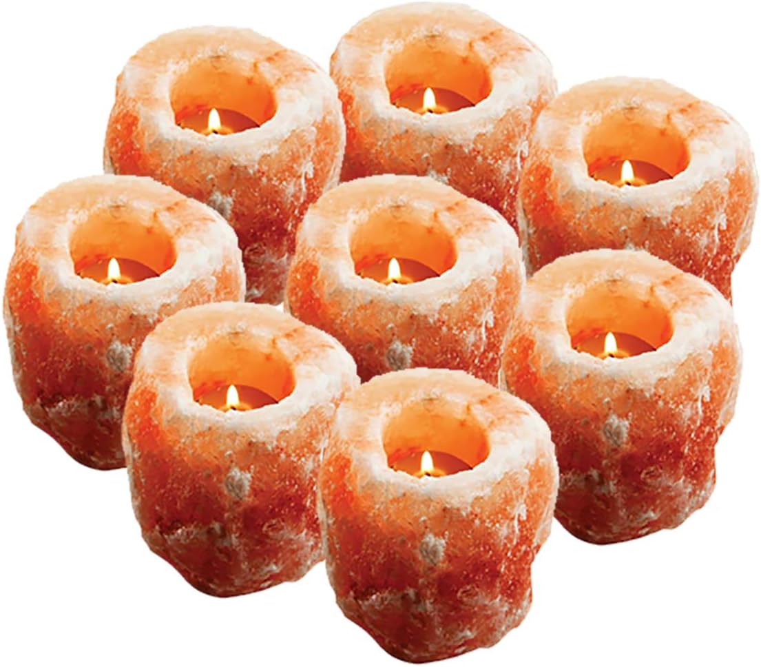 (Pack Of 8) Salt Candle Holder Made Authentic Natural Pink Himalayan