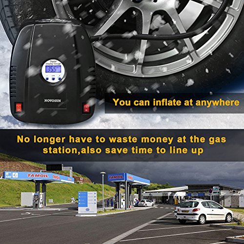 Portable Air Compressor Pump,12V 160 PSI Auto Digital Tire Inflator,The LED Light with Switch Tire Pump for Car,Bicycle,Basketball,Air Boat and Other Inflatables - Thumbnail 5