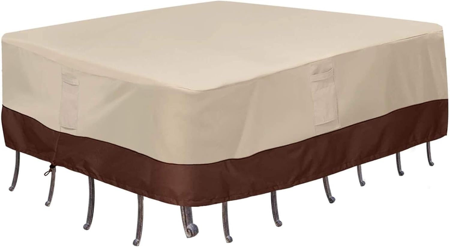 Vailge Waterproof Patio Furniture Set Cover, Lawn Patio Furniture Cover with Padded Handles, Patio/Outdoor Table Cover, Patio/Outdoor Dining Square Table Chairs Cover(Small, Beige & Brown) : Garden & Outdoor