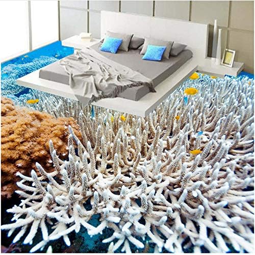 壁飾り画 セール 登場から人気沸騰 カスタム3d床壁紙オーシャンコーラル熱帯魚バスルーム床装飾ステッカー塗装防水pvc壁画壁紙 450x300cm