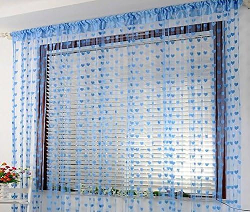 MIHI Window Room Divider Curtain Valance Heart Line Tassel String Door Curtain