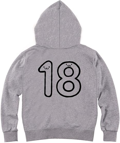 Amazon １８ じゅうはち 十八 Eighteen 数字 ナンバー 記号 文字 筆絵 イラスト おもしろ ジップ パーカー トレーナー パーカー 通販