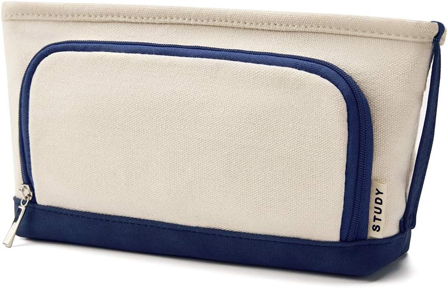 KALIDI Corduroy Pencil Case Large Pen Bag Stationery Storage School Office Organizer with Hand Strap and 2 Compartment