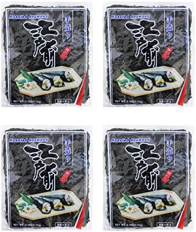 Edomae Roasted Yaki Sushi Nori 8 sheets 0.6 Oz （Pack of 4)