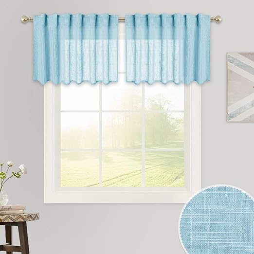 Amazon Com Ryb Home Linen Curtains Sheer Small Window Valance