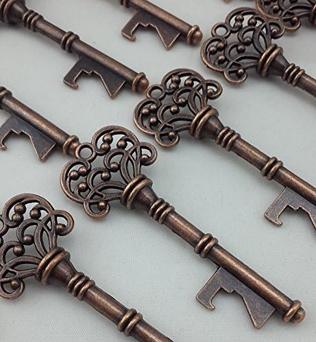 Copper Skeleton Key Bottle Opener Bridal Shower Wedding Favor Gift, 100 Pieces