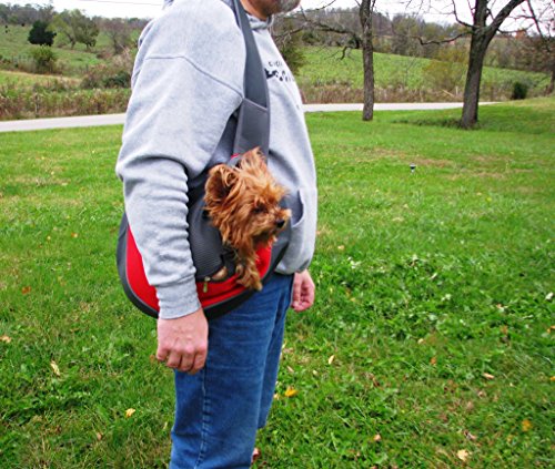 CISNO Small Pet Dog Cat Kitty Carry Carrier Outdoor Travel Oxford Single Shoulder Bag Sling (M, Red) - Thumbnail 4