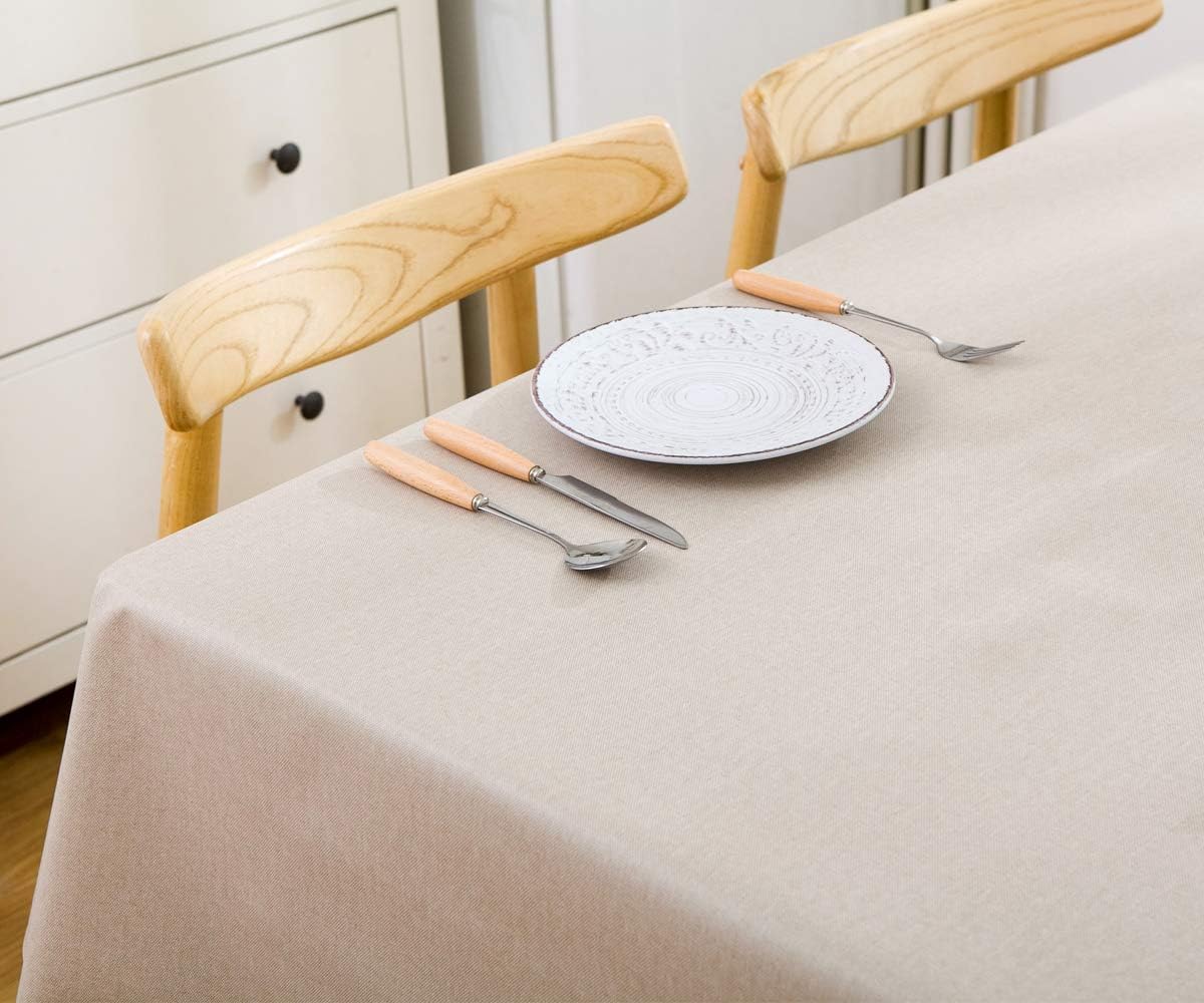 Plenmor Table Cloth Wipeable Tablecloth PVC Plastic Wipe Clean Waterproof Rectangular Table Cover Protector for Kitchen Picnic Outdoor Indoor (Beige - Image 5