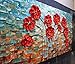 Metuu Modern Canvas Paintings, Texture Palette Knife Red Flowers Paintings Modern Home Decor Wall Art Painting Colorful 3D Flowers Wood Inside Framed Ready to hang 24x48inch