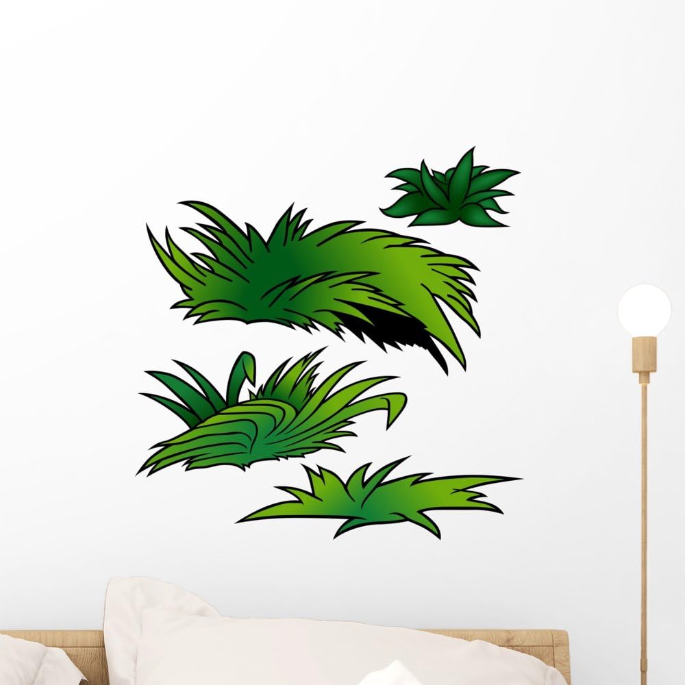 Wallmonkeys Cartoon Grass Wall Decal Sticker Set Individual