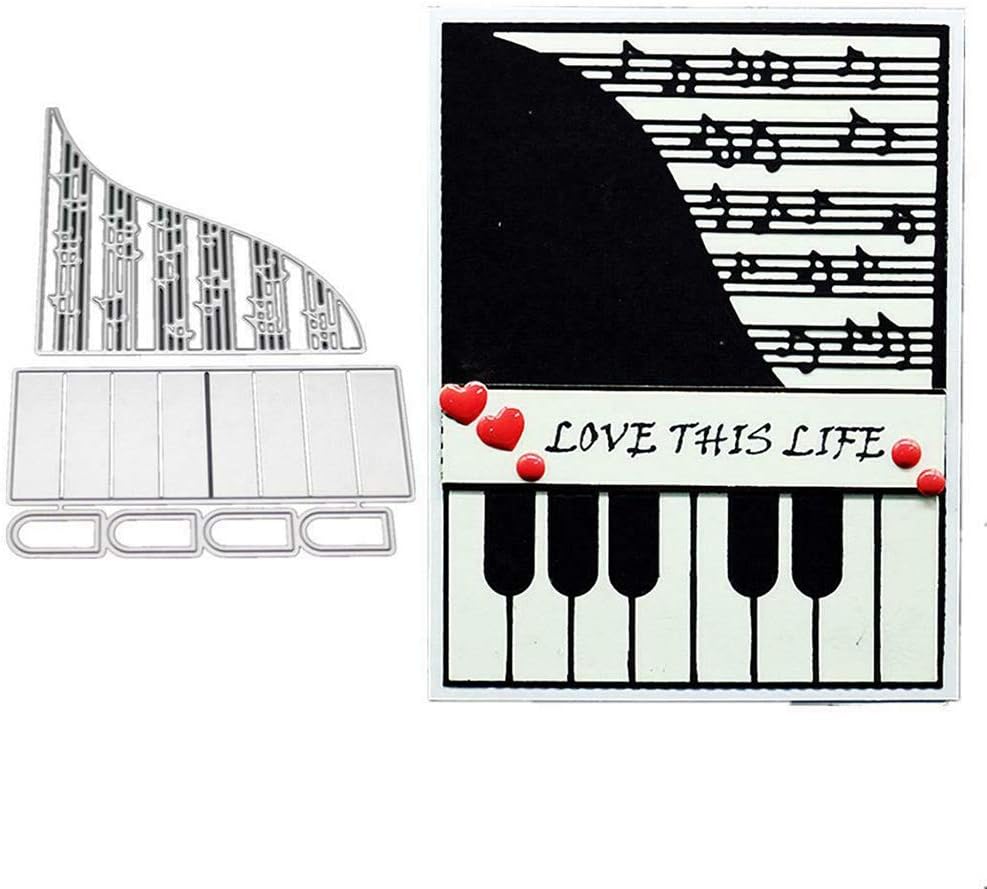 wiFndTu Piano Metal Cutting Dies DIY Scrapbook Emboss Paper Cards Album Craft Stencil for Album Embossing Paper Cards Decorative Craft for Valentine's Day Mother's day and other festivals Silver