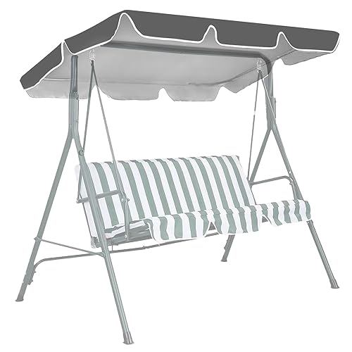 Swing Chair Canopy Replacement, 3 Seater Garden Seat Canopy Cover, Replacement Canopy Seat Chair, Canopy Cover Outdoor Garden Furniture Covers(Grey, 195 * 125 * 15cm)