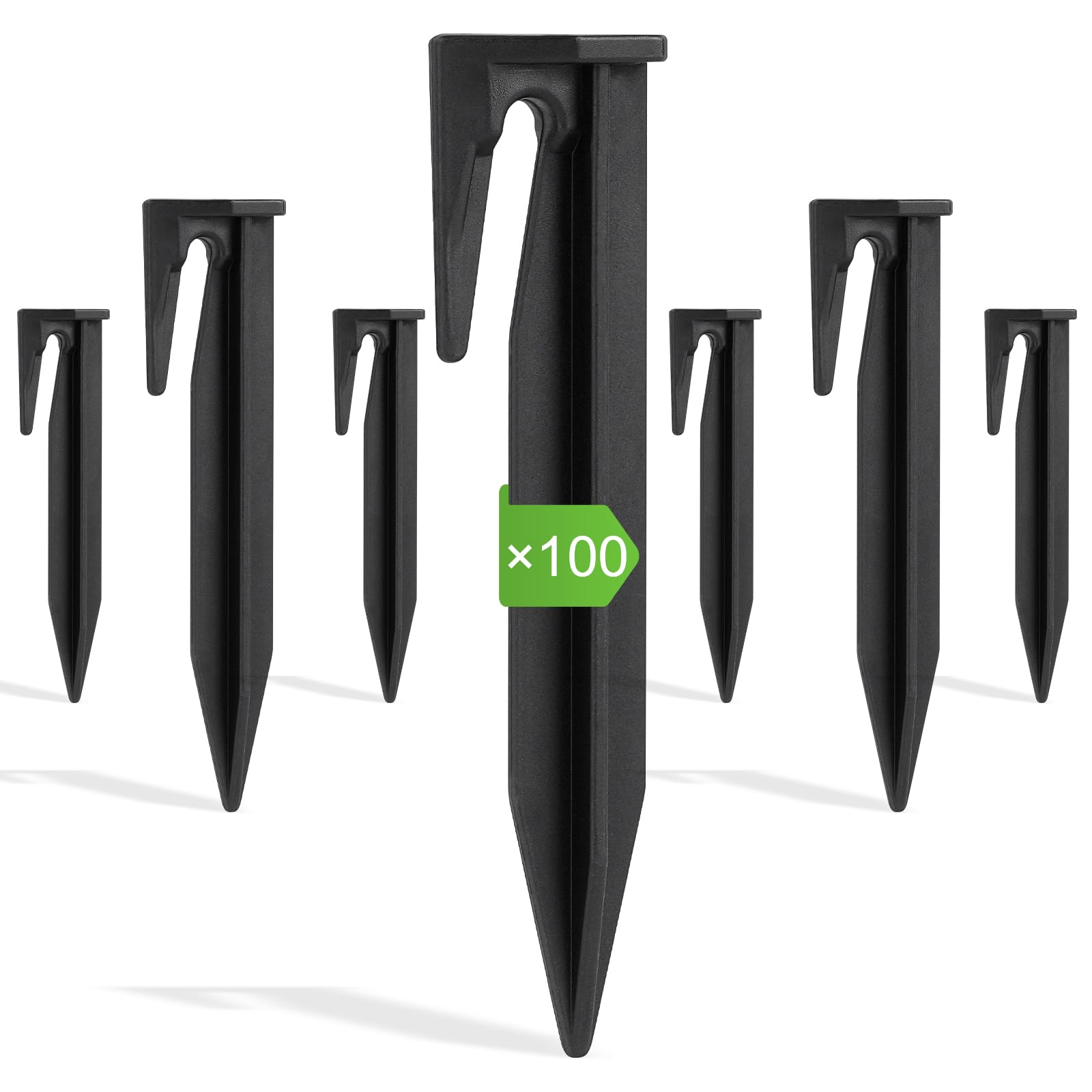 OFFCUP Ground Spikes for Robotic Lawnmower, 100pcs Ground Anchor, Universal Ground Anchor Lawn Mower Peg Ground Hooks for Robotic Lawnmowers Boundary Cable Wire Nail Hooks Black